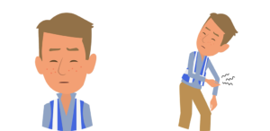 Two icons of people showing mild heat stress symptoms